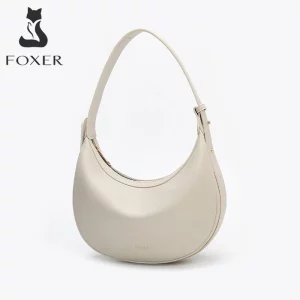 FOXER Brand Fashion Women Shoulder Bag Lady Small Luxury Design Half-moon PU Handbag Summer Sling Crossbody Bag Girl Gift