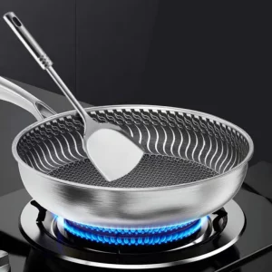 Buy Whole Body Tri-Ply Stainless Steel Frying Pan 316 Stainless Steel Wok Pan Double-sided Honeycomb Skillet Suitable for All Stove in Ghana.