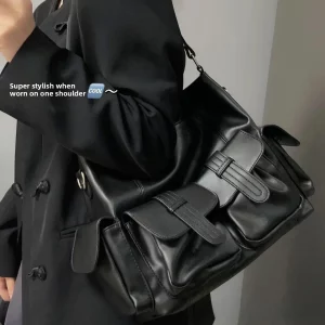 Buy Fall Winter Large Capaci Soft Leather Motorcycle Crossbody Bag Women's Tote Bag Casual Sle Faionable Vintage Design in Ghana.