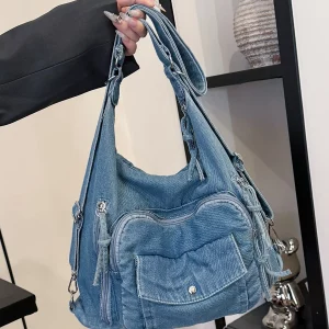 Buy Casual Large Capaci Denim oulder Bag Women's 2025 New Commuter Bapa Multi-Use Single oulder Satchel Crossbody Bag in Ghana.