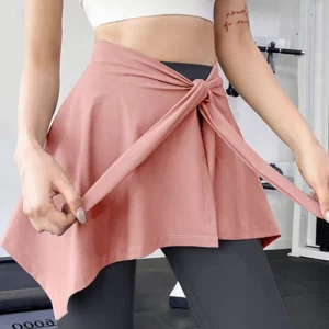 Buy Mesh Yoga Piece Skirt Anti-slip Women Gym Yoga Fitness Extended Lace-up Design Outdoor Training Mesh Skirt Cover Buttock in Ghana.