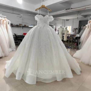 Buy White Customized Princess Wedding Dresses Sweetheart Neck Flash Sale Short Sleeves Ball Gown Vestido De Novia Lace Sequined in Ghana.
