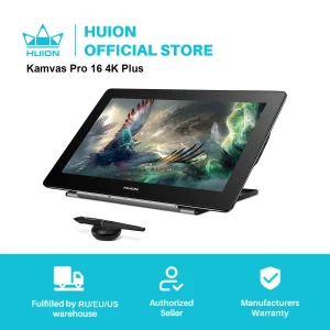 Buy HUION 15.6 Inch Kamvas Pro 16 Plus 4K Graphic Tablet Display with UHD 145% sRGB 8192 levels Battery-free Pen&Tilt Function Drawi in Ghana.