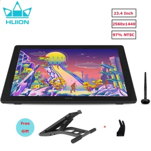 Buy 23.8 Inch HUION Kamvas 24 Plus Graphics Tablet Monitor with Screen IPS QLED Full Laminated 140% sRGB Drawing Display Digital Pen in Ghana.